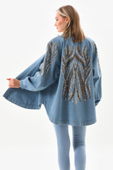 Light Denim Firecracker Embellished Kimono image 0