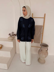 Sequin Floral Embellished Cinched Waist Jacket