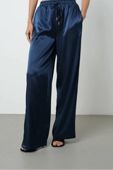 Blue Satin Embellished Co Ord