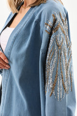 Light Denim Firecracker Embellished Kimono image 1