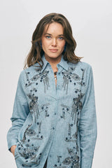 Blue Satin Embellished Co Ord