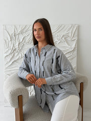 Striped Relaxed Shirt Co-Ord – Grey
