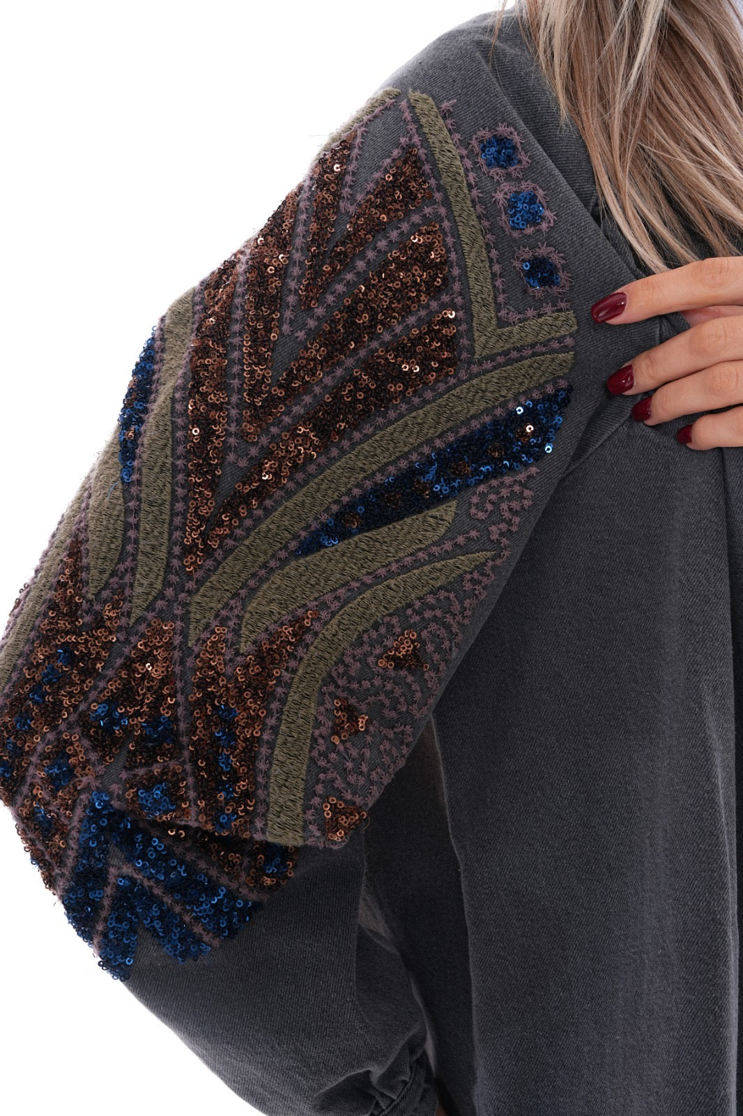 Grey Mirage Embellished Kimono image 2