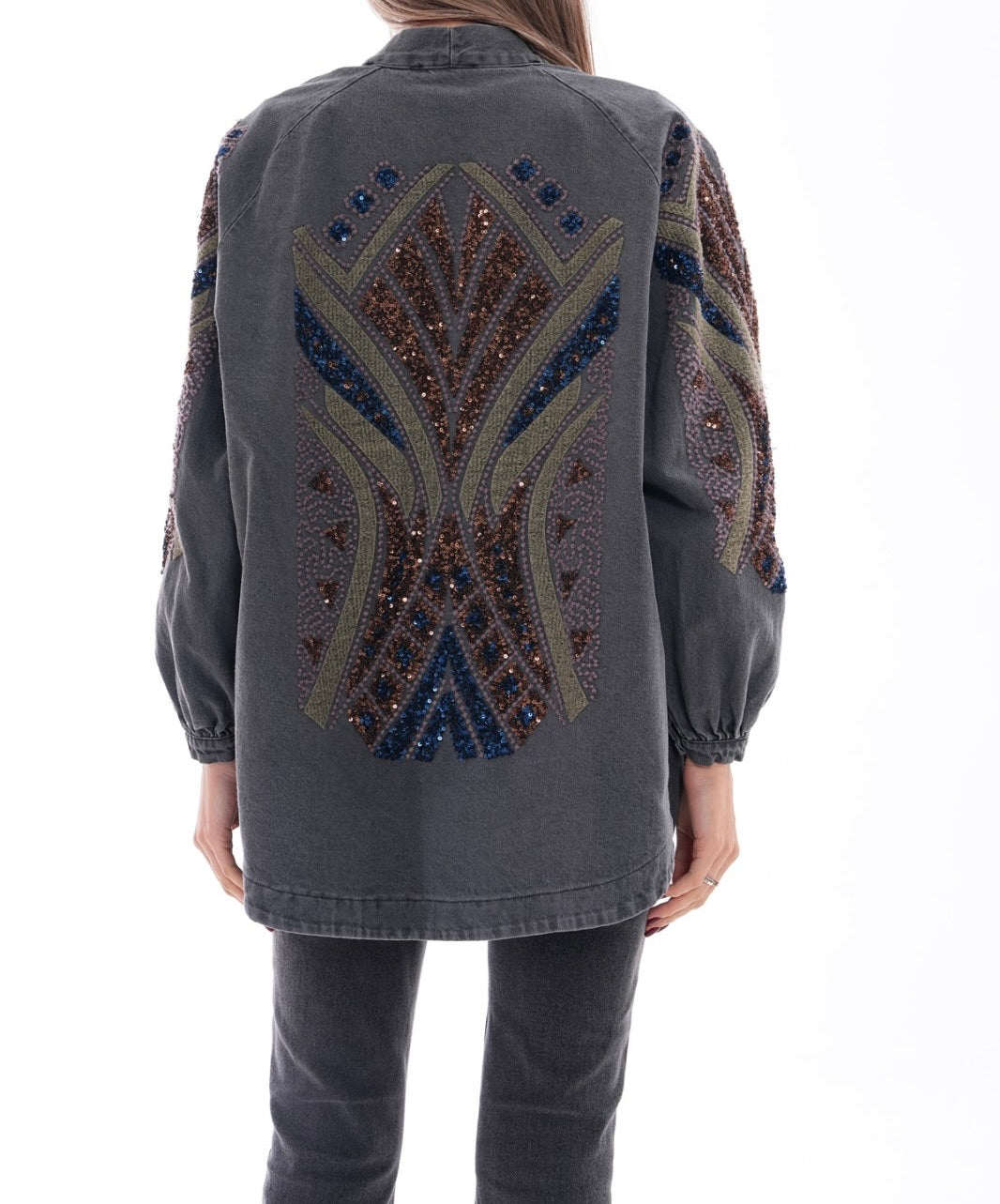 Mirage Embellished Denim Kimono