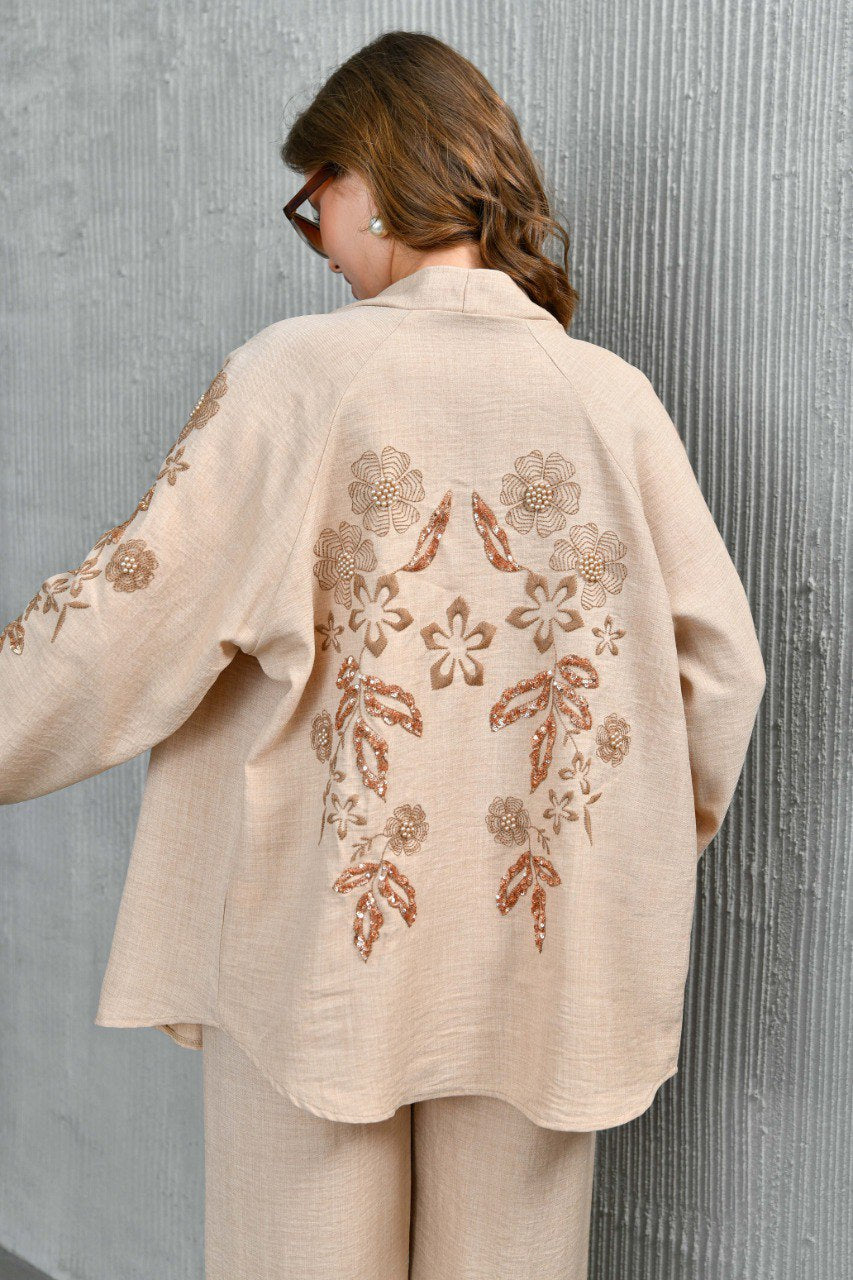 Cream Blossom Embellished Co Ord image 0