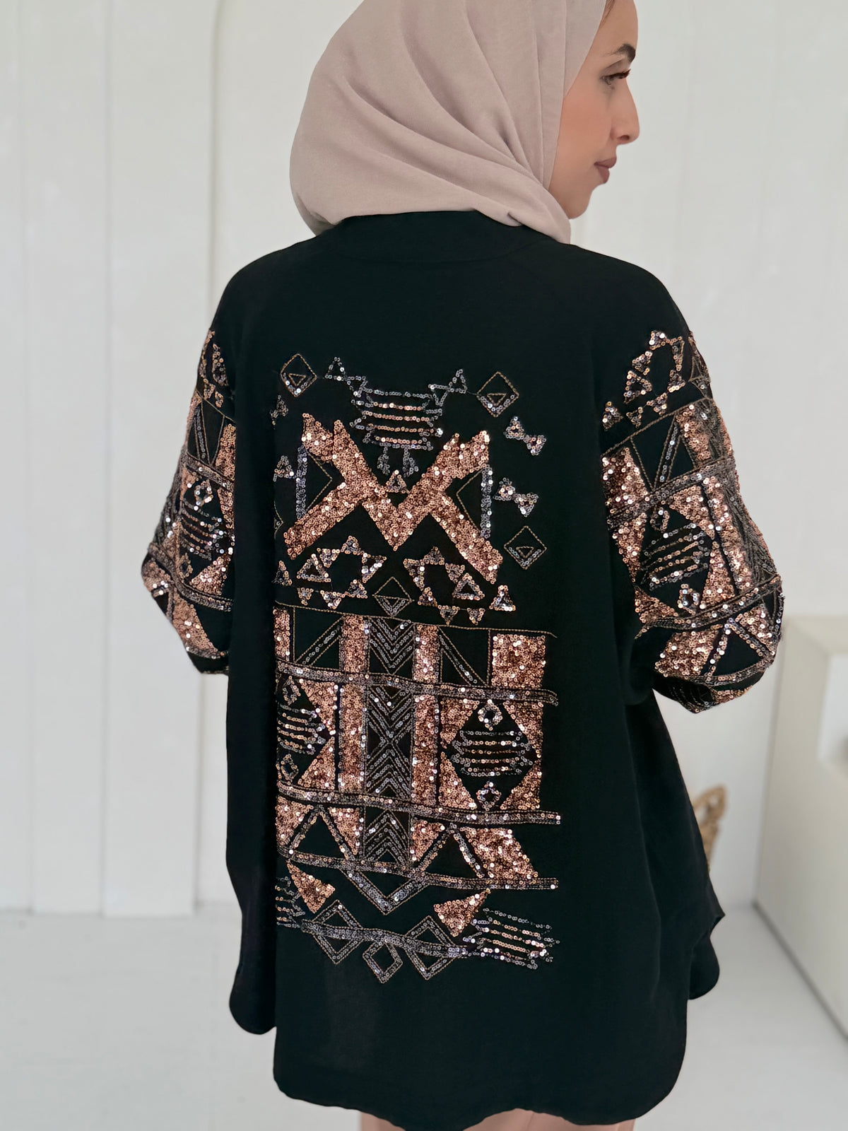 Cocoa Jewel Embellished Kimono