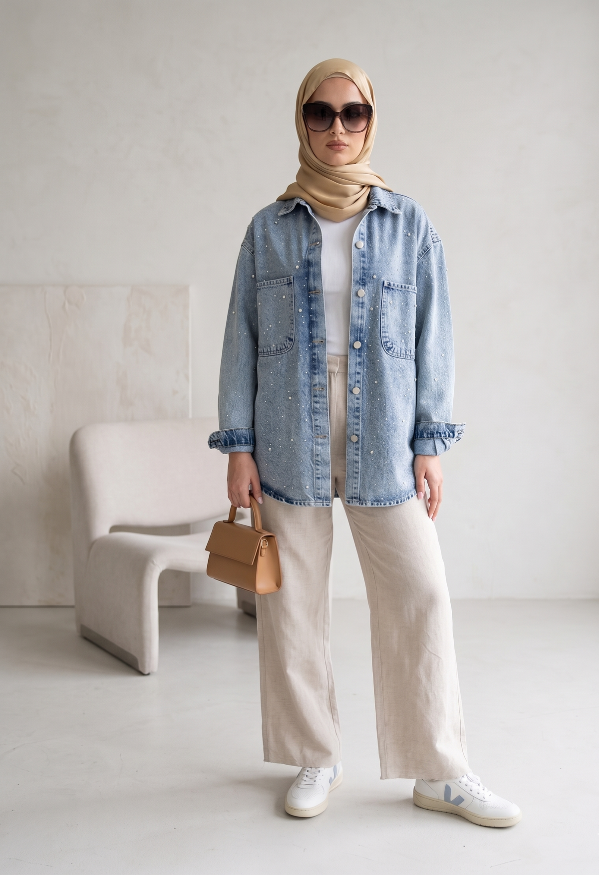 Speckled Denim Embellished Jacket