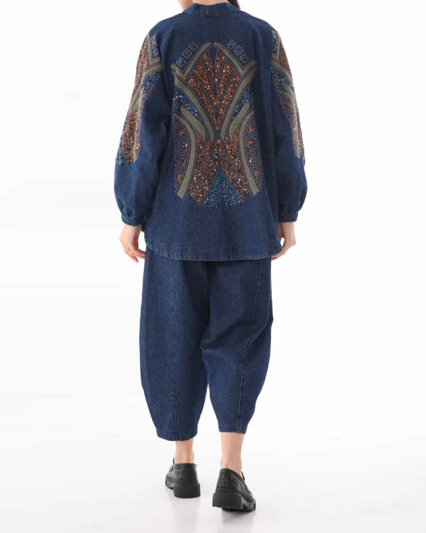 Mirage Embellished Denim Kimono