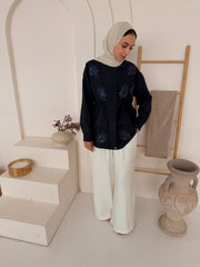 Sequin Floral Embellished Cinched Waist Jacket