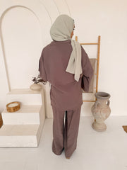 Wrap Tie Top & Wide-Leg Trouser Co-Ord Set
