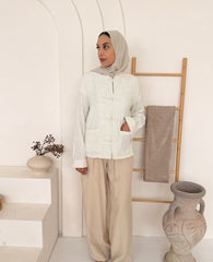 Ivory Textured Frog-Button Jacket & Wide-Leg Trouser Co-Ord Set