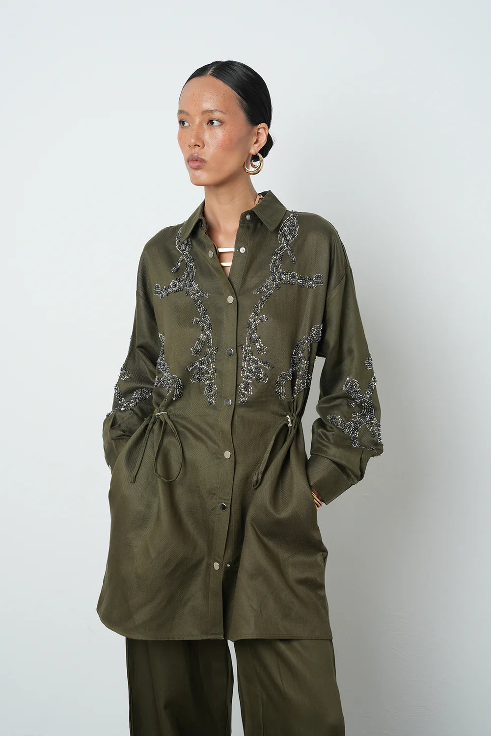 Beaded Embellished Pleated Jacket