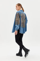 Mirage Embellished Denim Kimono