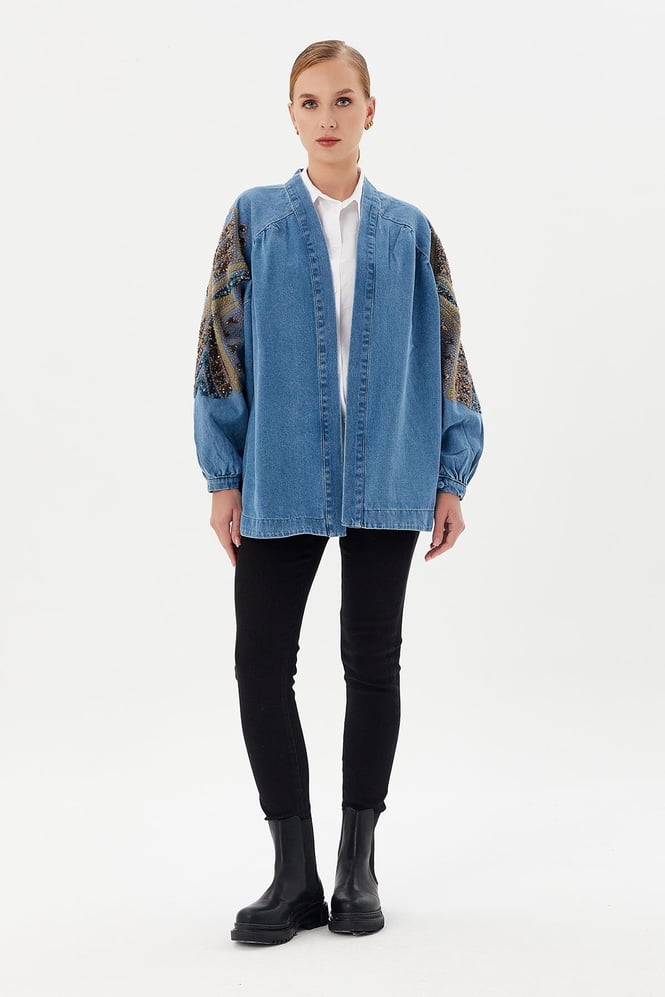 Mirage Embellished Denim Kimono