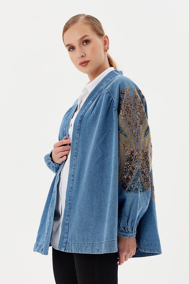 Mirage Embellished Denim Kimono