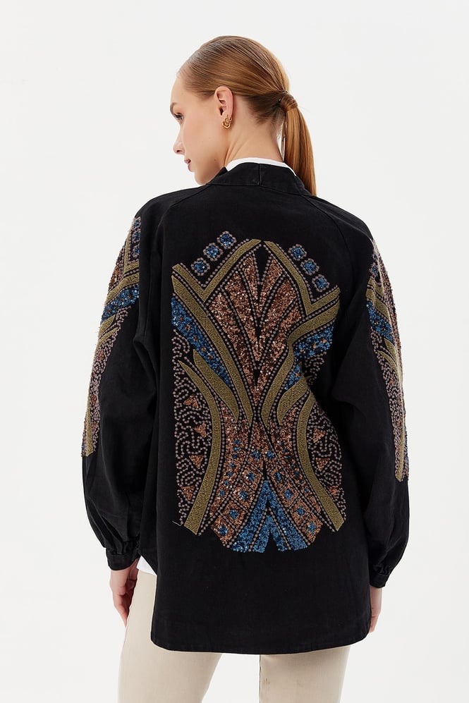 Mirage Embellished Denim Kimono