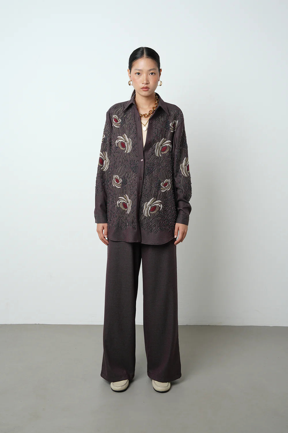 Floral Patterned Beaded Women's Co Ord